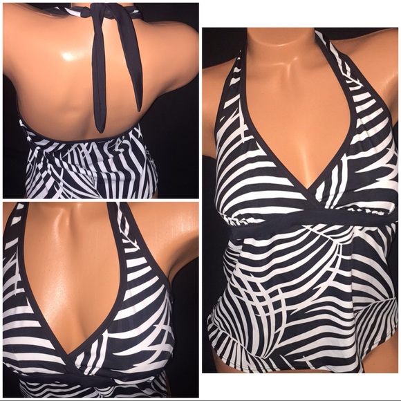 black halter tankini swim top